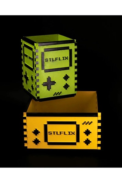 FOLİNZA Gamer Storage Box Arcade Themed 2-Piece Desktop Organizer