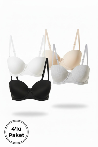 Ebru Silicone Supported Strapless 4-Piece Advantageous Package