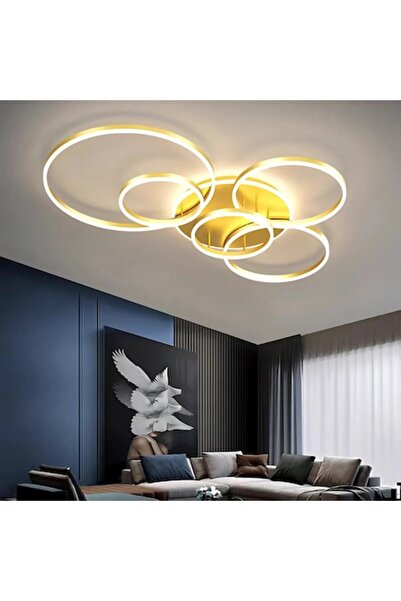 OEM RINOVA LED Chandelier with Remote, 5 Rings, 138W, Warm/Neutral/Cool Light, Dimmable, Gold
