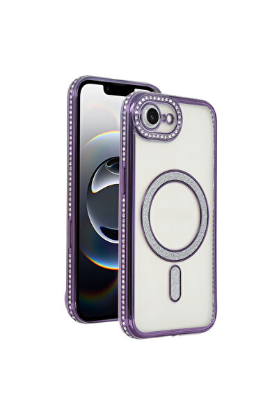 NewFace حافظة Apple iPhone 16E Joke Silvery Magneticsafe - أرجواني غامق