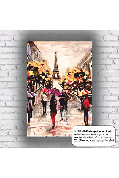 Hayat Poster Eiffel Tower Paris France Colorful Oil Painting Aesthetic Artistic Mdf Painting Wooden Poster