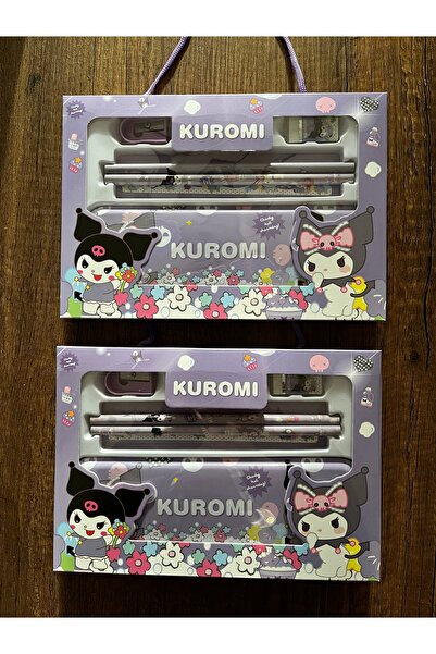 gülümse gel Kırtasiye Okul Seti 2'li Kuromi Kalemlik Kalem Silgi Kalemtıraş C...