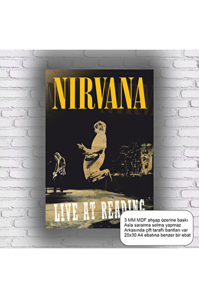 Hayat Poster Rock Music Band Nirvana Kurt Cobain Stage Mdf Painting Retro Wood Poster