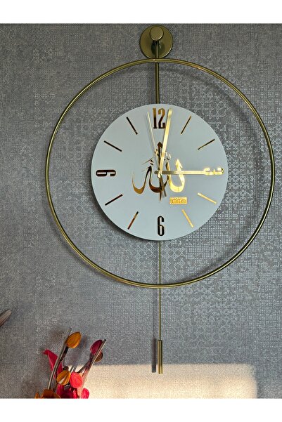 xtime PARLAK METALİK GOLD BÜYÜK BOY (50X75 CM) PİLLİ-LEDLİ DUVAR SAATİ