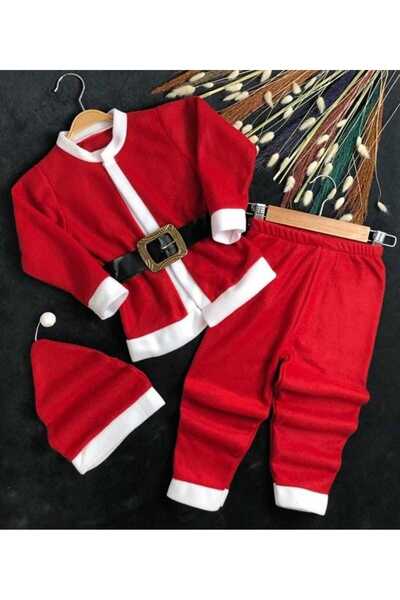 FEEL STYLE Erkek Çocuk Noel Elbise Noel Baba Kıyafeti Yılbaşı Elbisesi