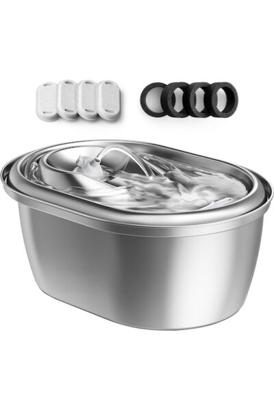 NEXTWAVE Fantana apa NextWave®, pisici si caini, inox 304, USB-C, filtrare carbon activ, model rotund