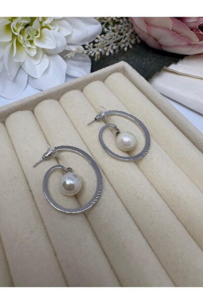 MY NUCA أقراط فولاذية مزدوجة اللؤلؤ بتصميم أنيق وعتيق