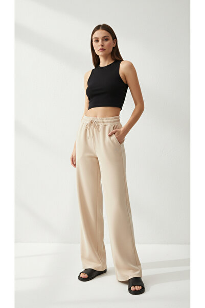 Polo Republica & CO Polo Republi̇ca Co & 1983 Soft Textured Modal Fabric Palazzo Model Women's Single Bottom