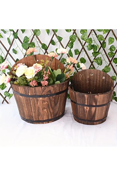 genric وعاء زهور جداري خشبي من قطعتين من ون ديكور - سلة زهور معلقة متعددة الا...