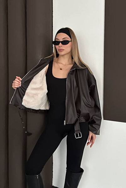 MANMARK New Season Women's Full Fur Inside Water and Cold Proof O Oversized Belted Women's Jacket Coat