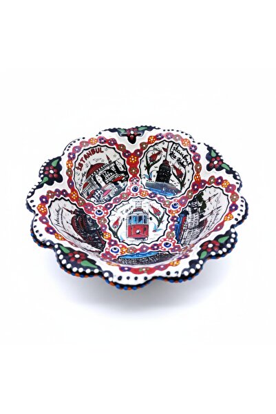 sharp&art İSTANBUL DESENLİ EL İŞLEMESİ ÖZEL ÇİNİ KASE, 2 FARKLI RENK SEÇENEĞİ...