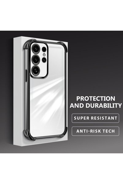 quırkshıeld Samsung Galaxy S24 Ultra Compatible Transparent Four Corner Silicone Coated Glossy Edge Case