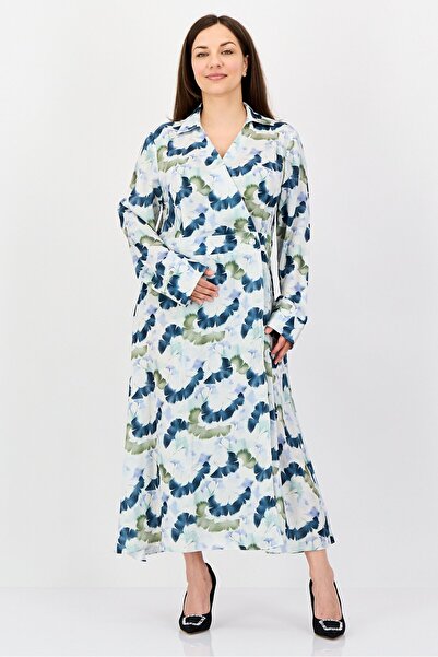 Kathy Ireland فستان نسائي متوسط الطول بطبعة زهور، متعدد الألوان