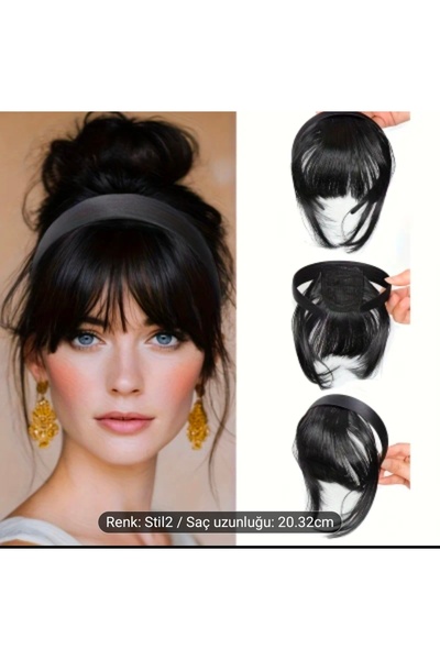 PERUK Düz saç Kahkül detaylı taç , saç aksesuarı, beyaz ve kel kapama taç saç