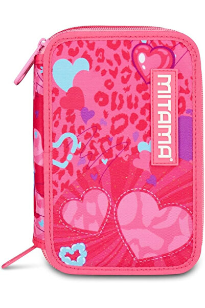 Mitama school pencil case with 3 compartments, triple FURRYPINK