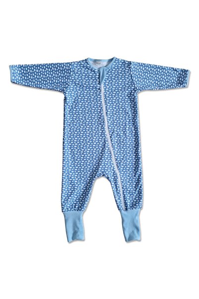 Kidizi Salopeta pijama bebe cu fermoar si botosei manseta Clouds marime 9-12 ...