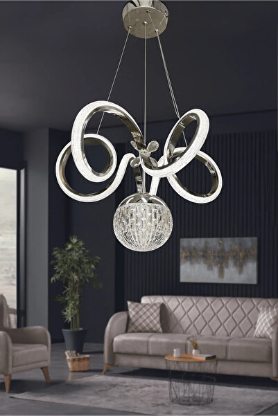 RSCOLLECTIONS Kıvrım Kristal Top Simli Silikon Oda Avizesi