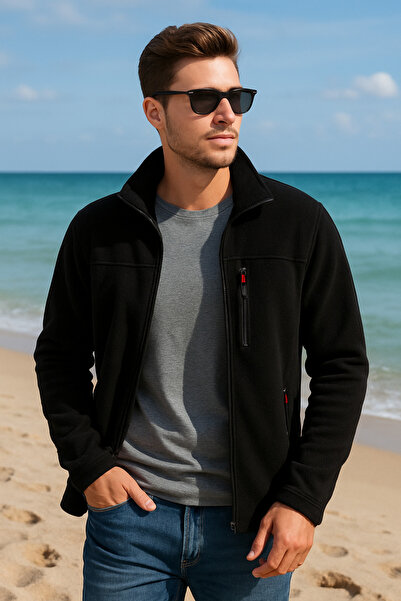 LUXIC CORE unisex Μαύρο μπουφάν με φερμουάρ ψηλός λαιμός Καθημερινή και εξωτε...