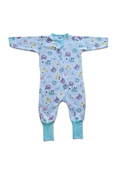 Kidizi Salopeta pijama bebe cu fermoar si botosei manseta Hello Bear marime 9-12 luni, 80 cm