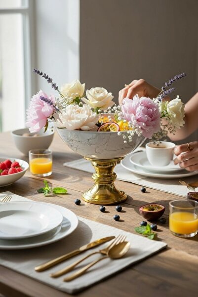 Mia Dekoratif Obje Gold Ayaklı Saksı Vazo