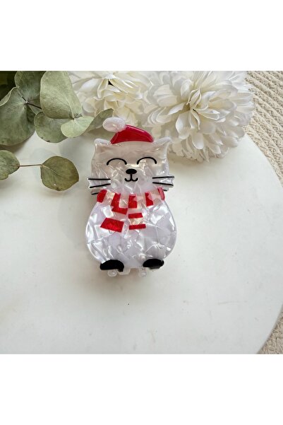 Generic Brand Pearlescent White Cat Christmas Buckle