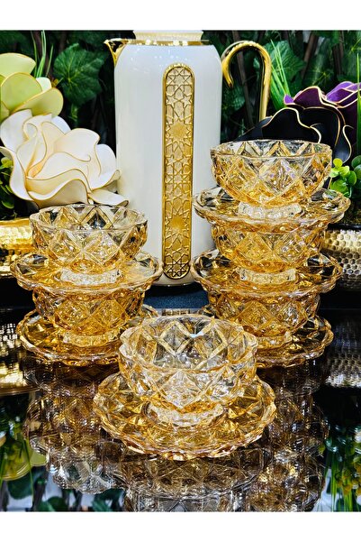 EVRA 6 Kişilik 12 Parça BAL Renk Özel Seri Yeni Model Çerez Takımı