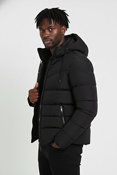 Bossago Jachetă pentru bărbați, neagră, cu blană în interior, de calitate pre...