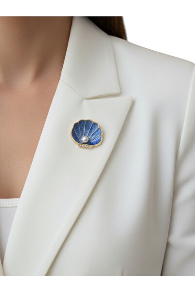 MODAMİRA AKSESUAR İnci Detaylı İstiridye ve Deniz Kabuğu Formlu Şık Broş | Ma...