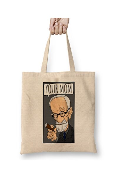 Toyaso Σιγμουντ Φρόυντ Η μητέρα σου Φρόυντ Λευκή υφασμάτινη τσάντα με μακρύ χ...