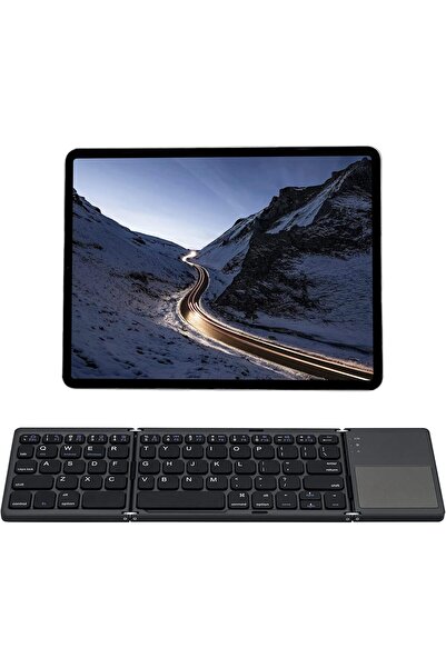 ENAR لوحة مفاتيح بلوتوث قابلة للطي مع لوحة لمس - أسود