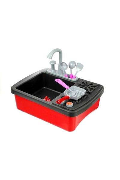 LeanToys Chiuvetă de bucătărie de jucărie cu robinet și 14 accesorii (Model 2...