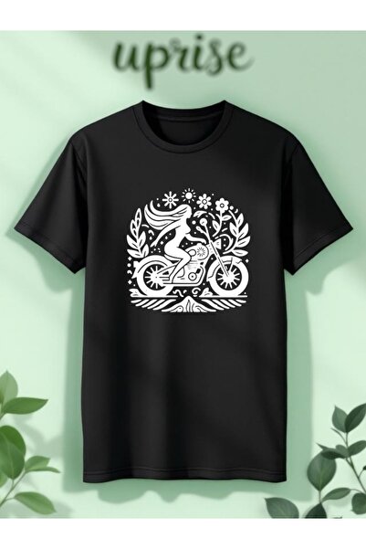 Vordevia Μοτοσικλέτα Εικόνα με τύπωμα Βαμβακερό μπλουζάκι oversized