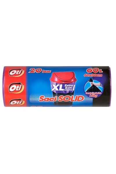 Oti Saci de gunoi SOLID SM4041, 60 L XL (extra 8 cm), 60 x 80 cm, 20 buc/rolă...