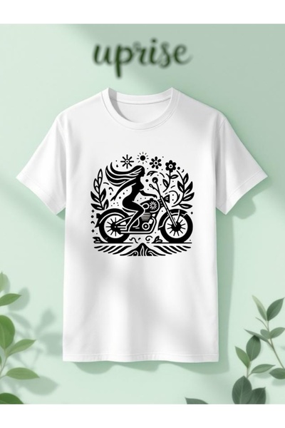 Vordevia Μοτοσικλέτα Εικόνα με τύπωμα Βαμβακερό μπλουζάκι oversized