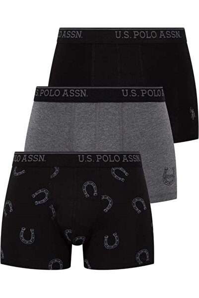 U.S. Polo Assn. Мъжки пакет от 3 чифта памучни боксерки с еластична талия