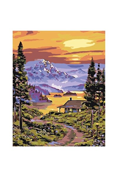 Painting by numbers Set pictura pe numere Apus deasupra lacului, panza bumbac...