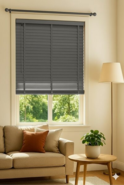 Bonperla %100 Ahşap Jaluzi Perde 50 mm Ahşap Perde Kurdelalı Modern Jaluzi Pe...