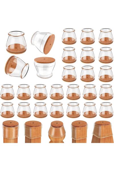 EVA Chair Leg Floor Protectors, Felt and Silicone, Size S (2-3 cm) - 24 Pieces