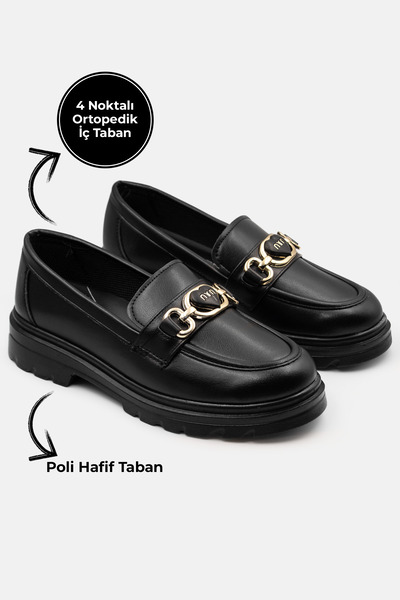 Ayakkabı City Kadın Loafer Zincir Detaylı Poli Hafif Taban 4 Nokta Ortopedik ...