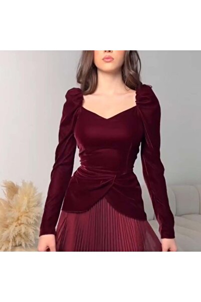 Masha فستان مخمل عودي مزون فاشن