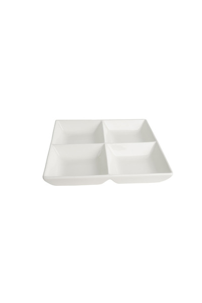 SQUALO White square porcelain serving dish divided into 4 sections