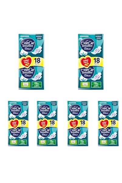 EveryDay Set de 6 pachete de absorbante Sensitive Normal, 18 bucăți