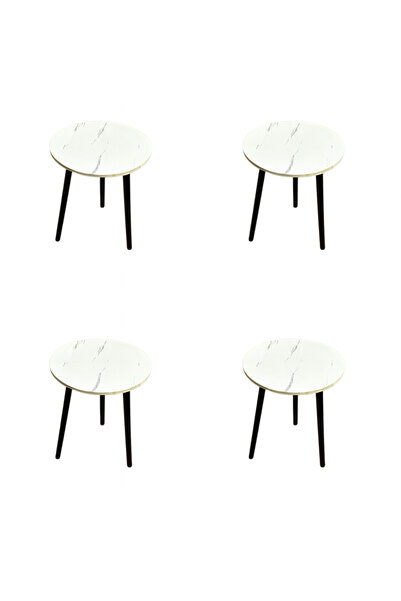 GENERAL Sofa side table set – 4 pieces – marble design top – wood – 42 cm height