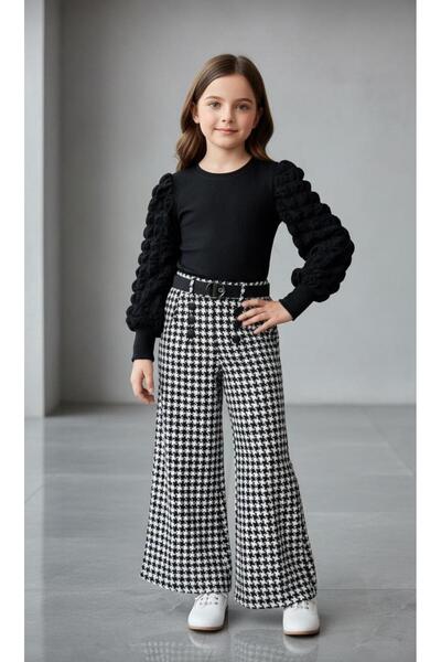 mini kanka Bluză tricotată pentru copii și pantaloni palazzo seturi cu model ...