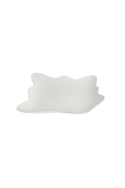 SQUALO White round porcelain serving dish with curved edges