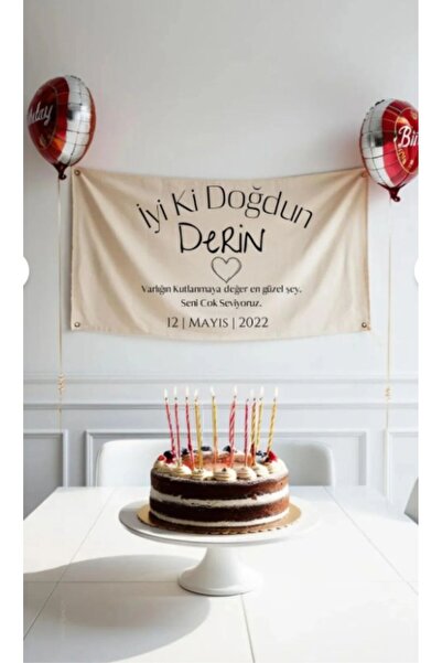 TİLİA DESİGN Kişiye Özel Doğum Günü Branda Baskısı Afiş 70x50 cm