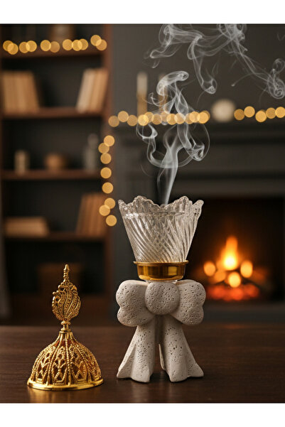 moryconcept Papyon Detaylı Cam Üstlü Metal Buhurdanlık | Beyaz – Gri – Siyah ...