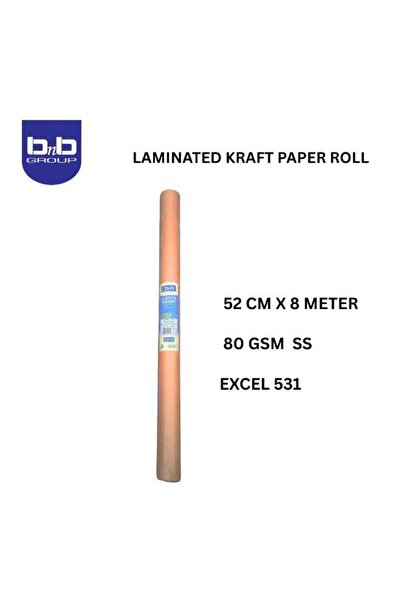 BNB لفة ورق كرافت مغلفة - 52 سم × 8 أمتار، 80 غرام/متر مربع، SS EXCEL 531