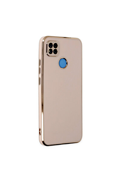 AKSEFİZZ Redmi 9C Kılıf Parlak Soft Yüzeyli Kamera Korumalı Altın Kenarlı Kapak