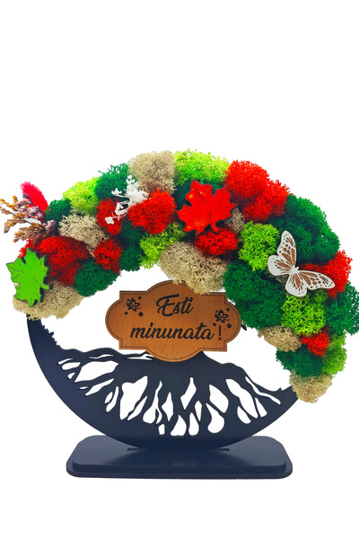 Om Cadou Copacul Vietii, cu licheni stabilizati, din lemn negru, „negru Esti ...